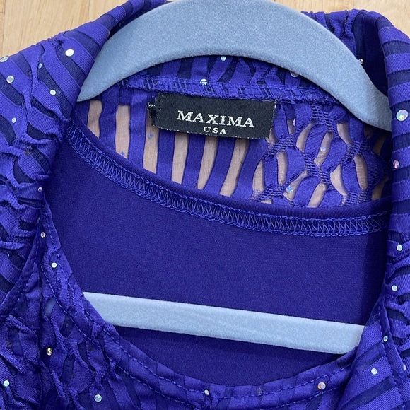 MAXIMA VINTAGE 3-PIECE SKIRT TOP CAMISOLE WOMEN Sz S EMBELLISHED SEQUINS PURPLE - Picture 16 of 16